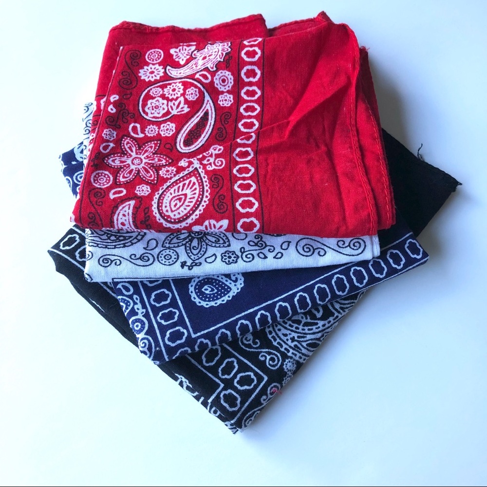 Kaiser 100% Cotton Bandanas Red White Blue Black - Picture 4 of 9